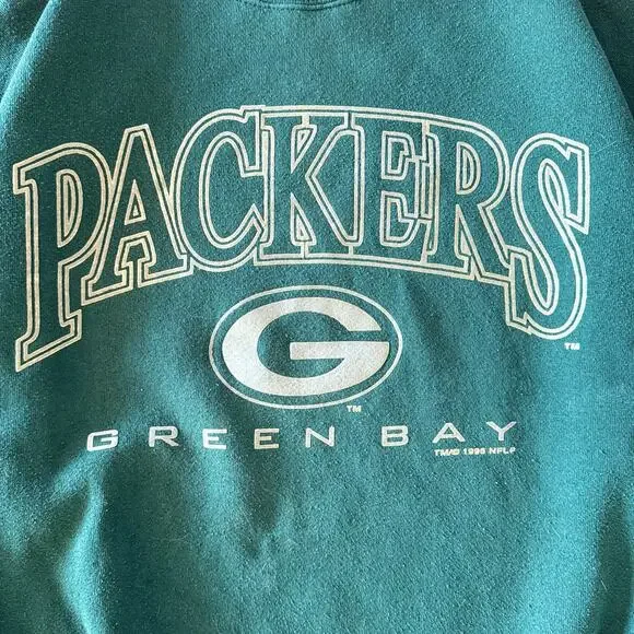 Vintage Logo 7 Green Bay Packers Green Crewneck Sweatshirt 1996 Size XL